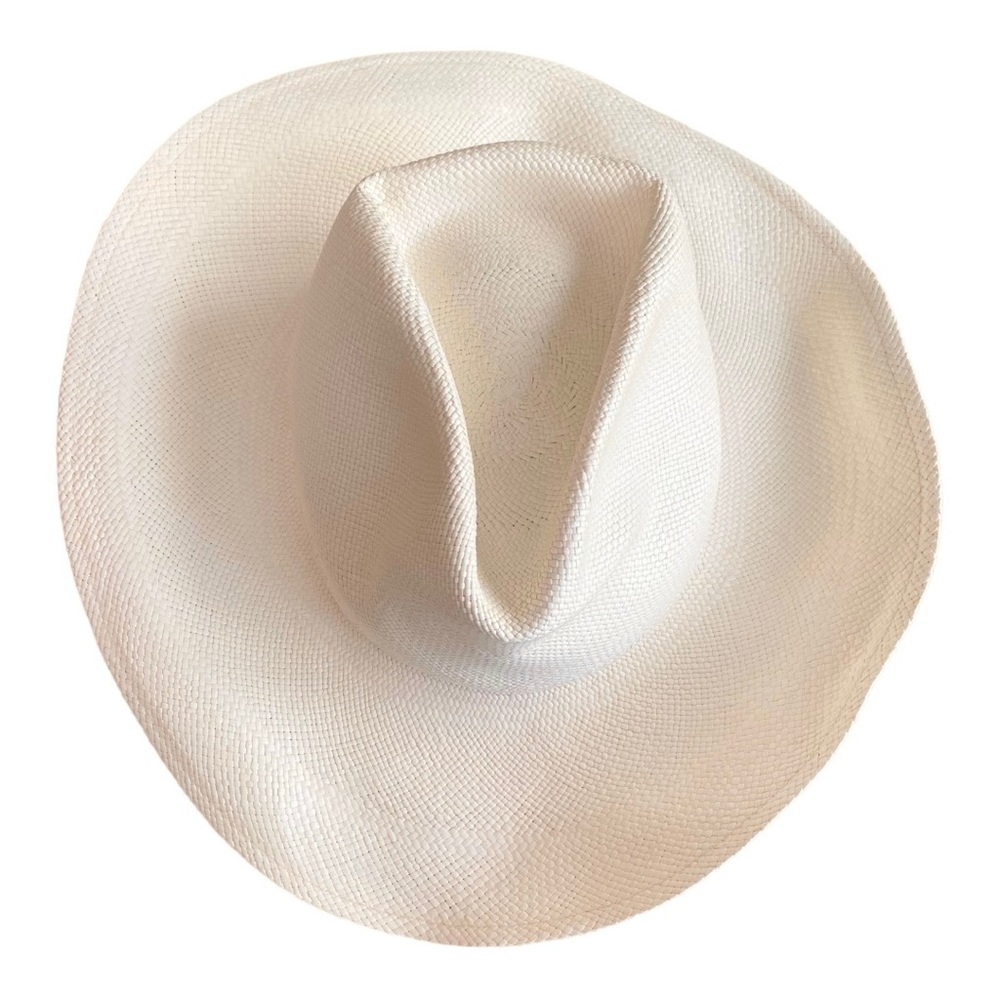 Janessa Leone Clifford Rancher Fedora Hat in Panama Straw In Bleach - Picture 3 of 8